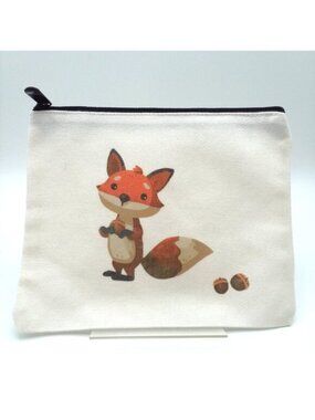Cosmetic Bag Makeup Clutch Zip Pouch Fox Squirrel Travel Pencil Organizer Fun